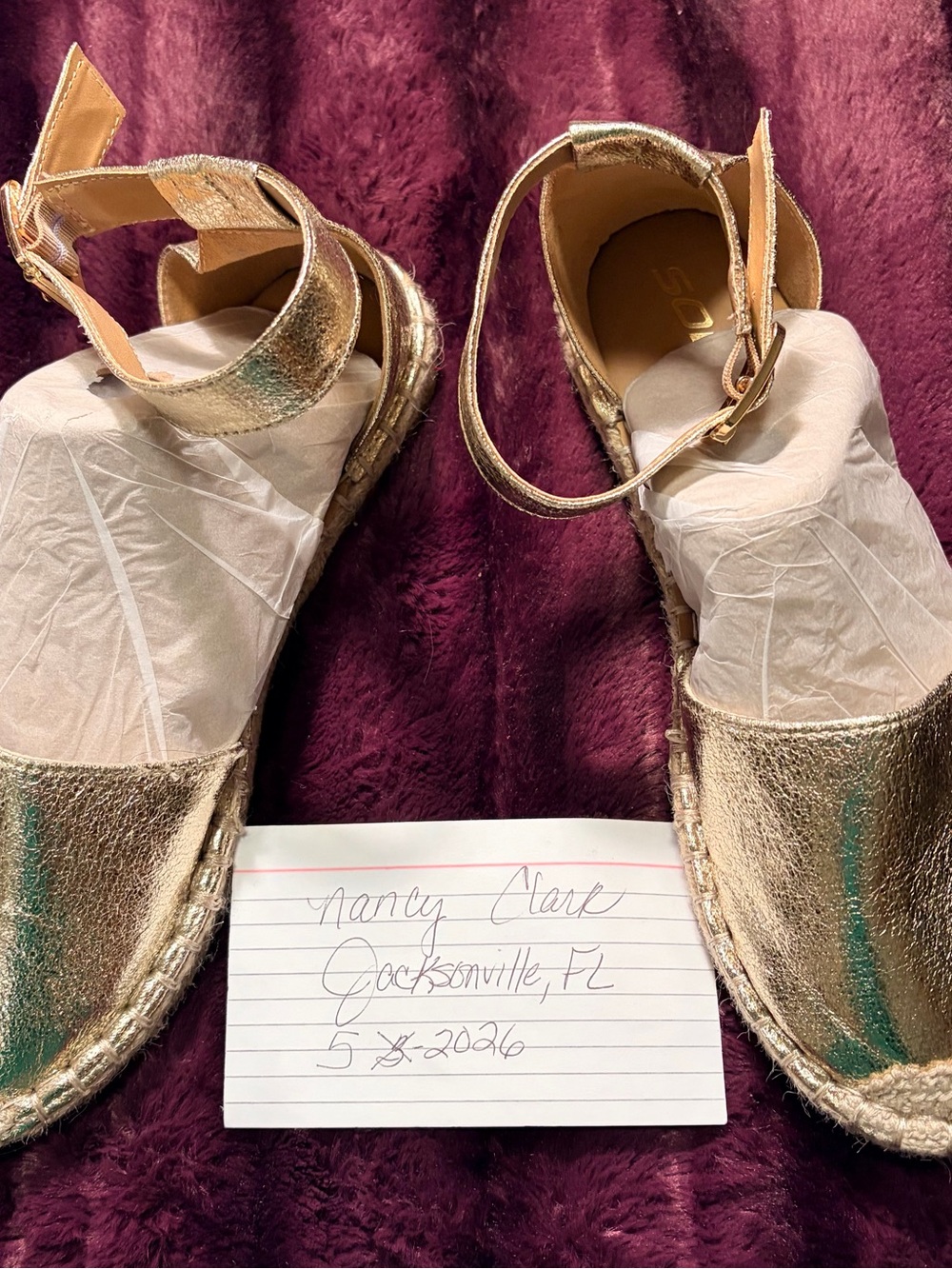 Gold Women's Espadrille Wedge Sandals - Stylish Ankle Strap